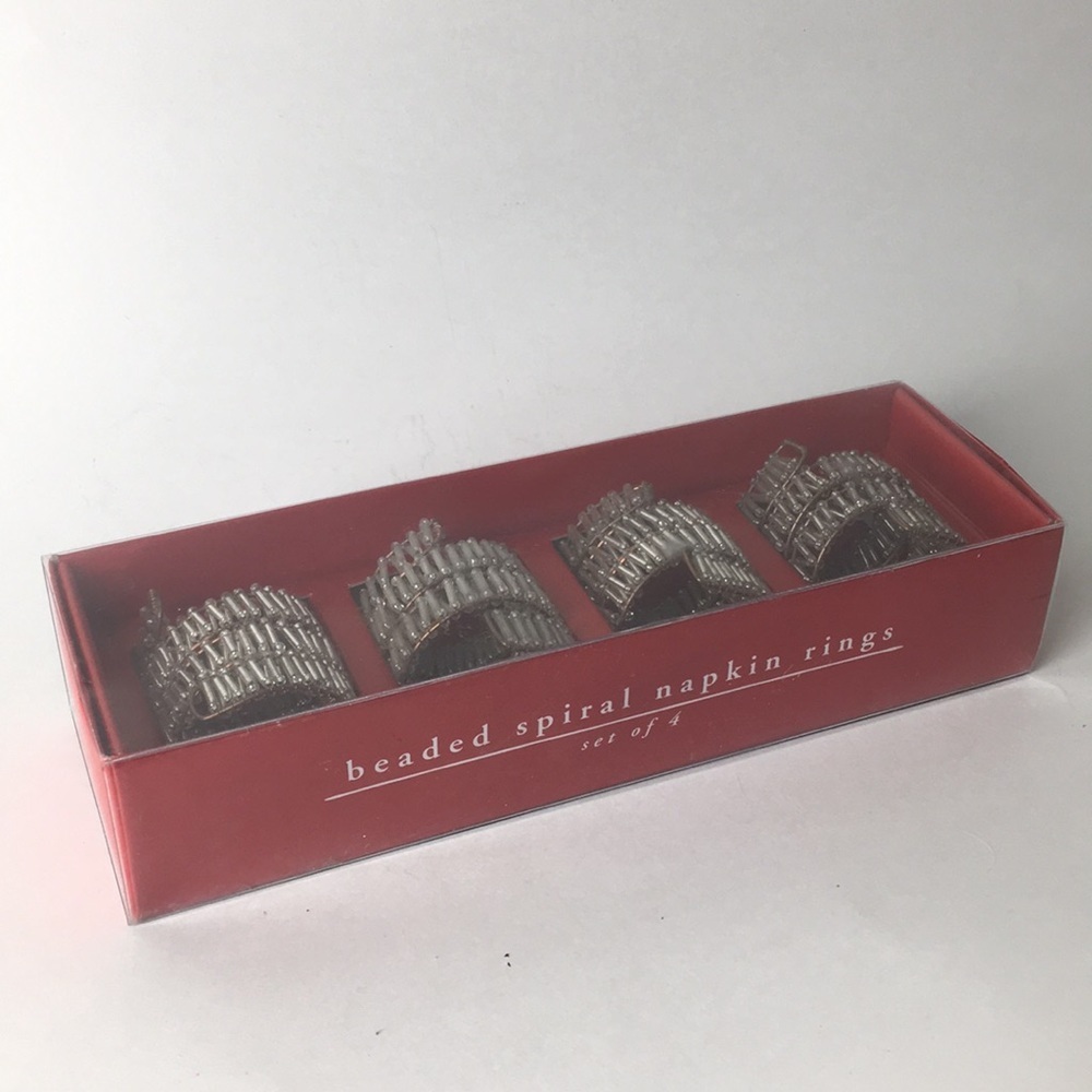 Pier 1 Imports Set of 4 Beaded Spiral Napkin rings